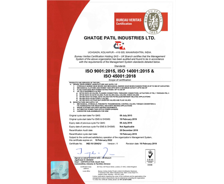 Certification Oil and Gas Ghatge Patil Industries Kolhapur